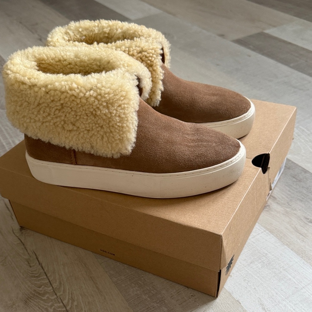 UGG Tan Suede Shearling Sneakers